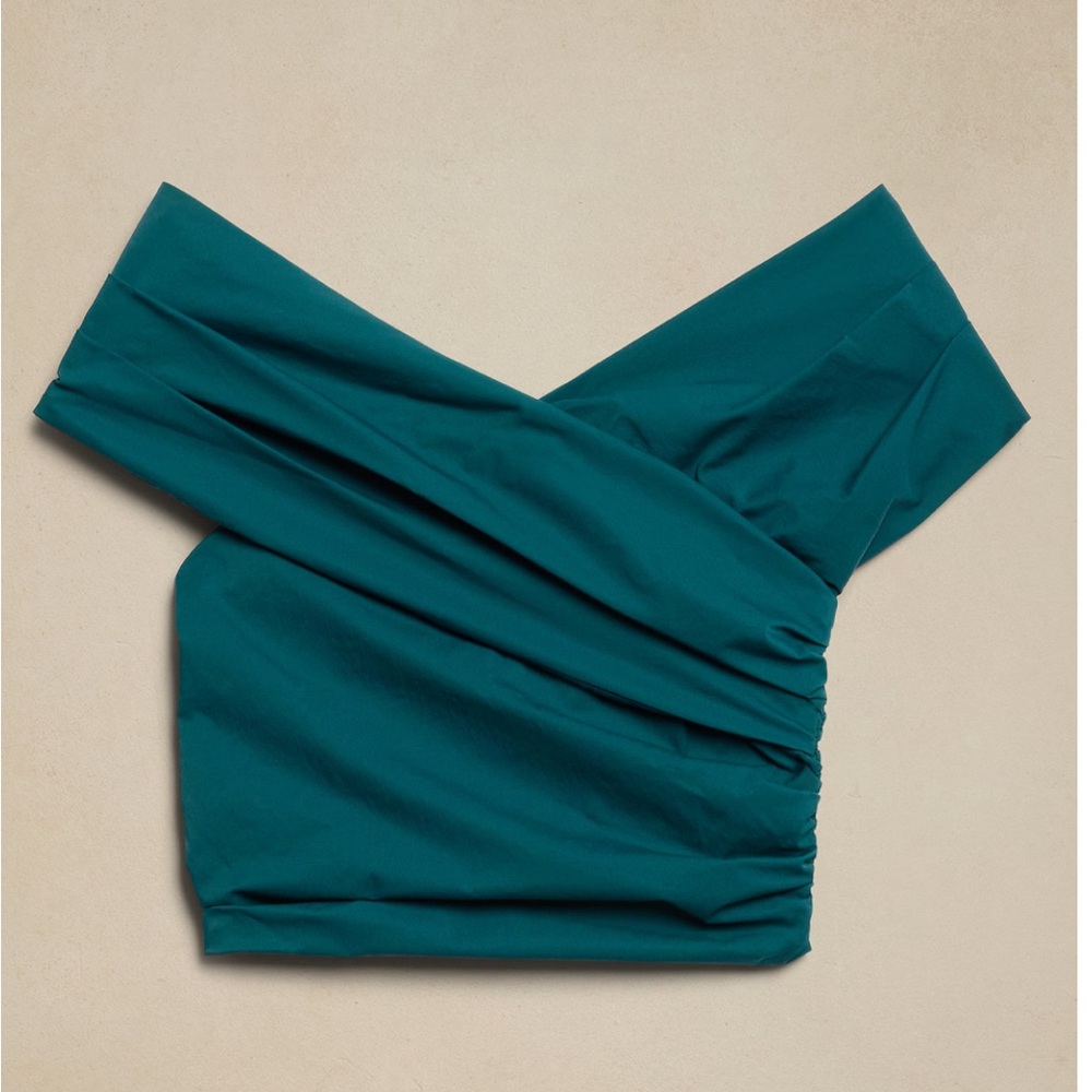 Banana Republic teal taffeta cropped top